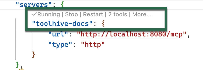 VS Code MCP running VS Code MCP running